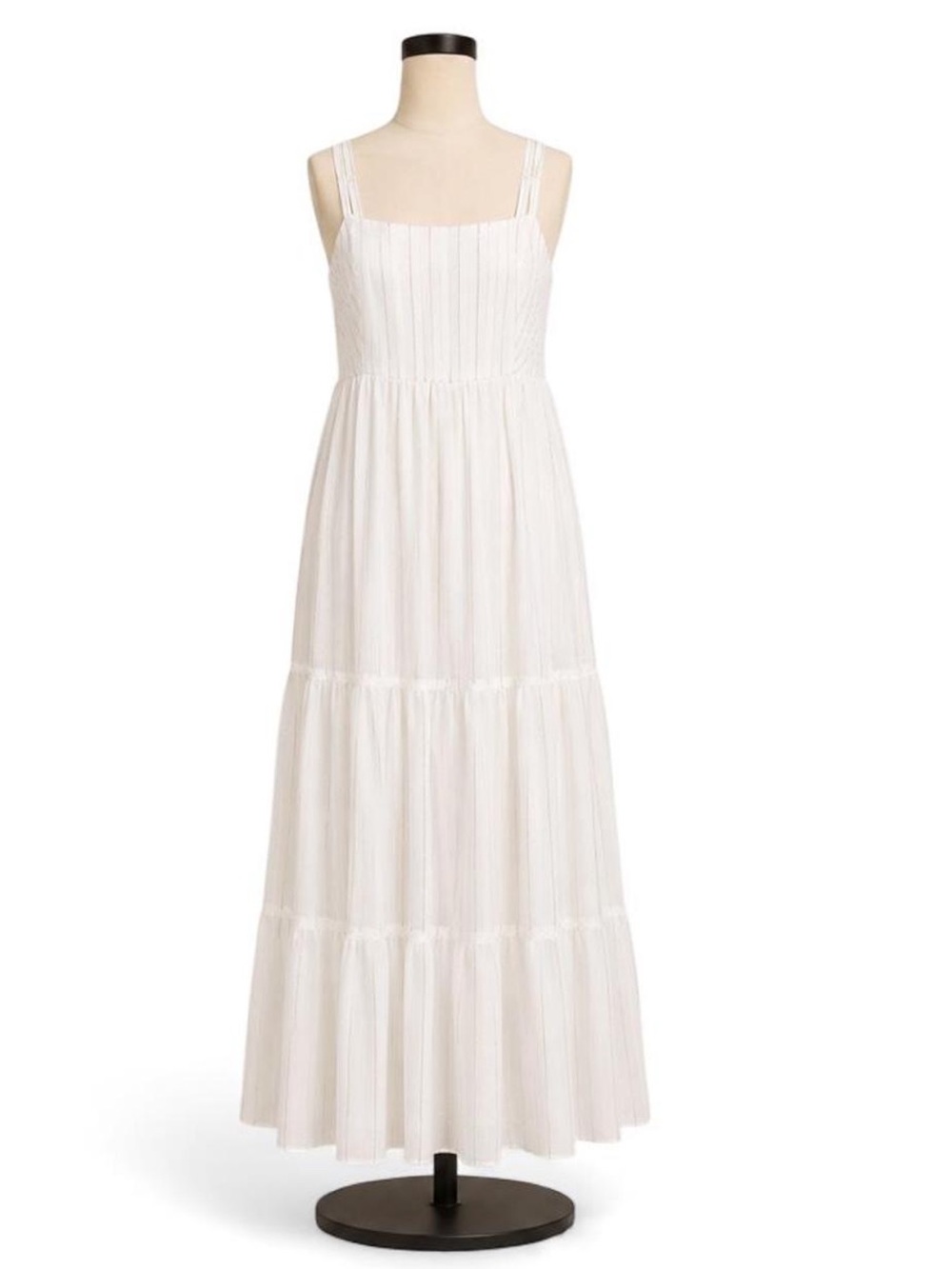 NWT Torrid White Tiered Boho Maxi Dress with Copper Shimmer Stripes Size L
